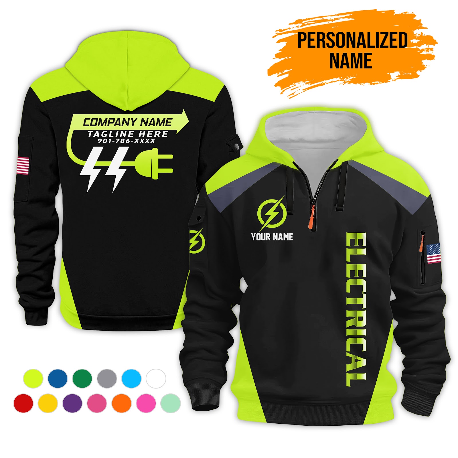 Custom Electrical Quarter Zip Hoodie