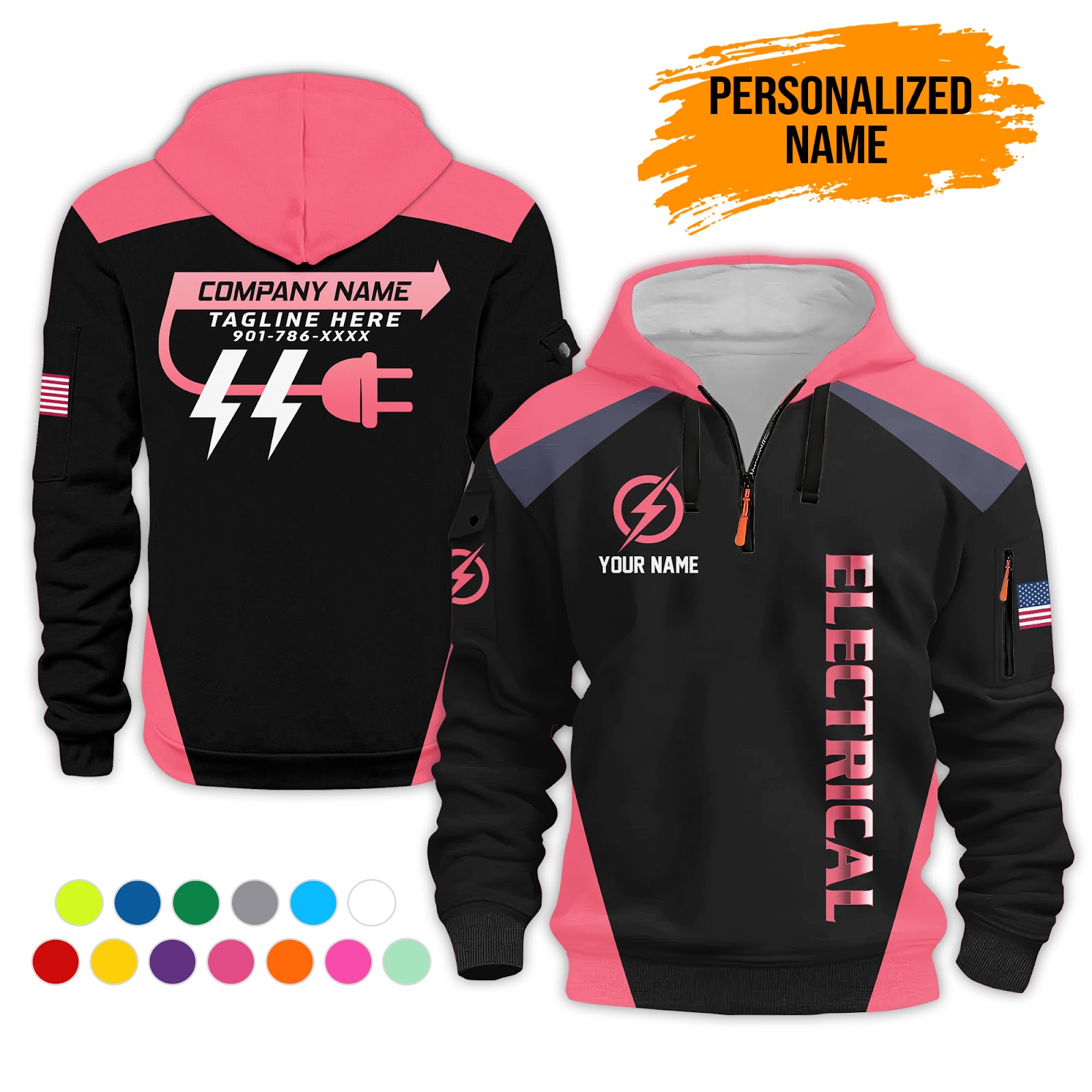 6015677-personalized-name-electrical-quarter-zip-hoodie-pc301-11.jpg Custom Electrical Quarter Zip Hoodie - photo 11