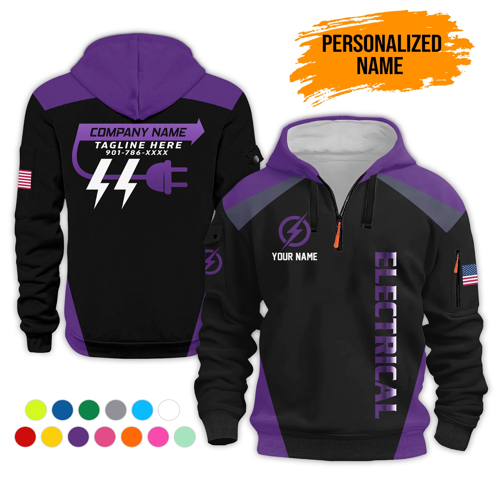 6015677-personalized-name-electrical-quarter-zip-hoodie-pc301-13.jpg Custom Electrical Quarter Zip Hoodie - photo 13