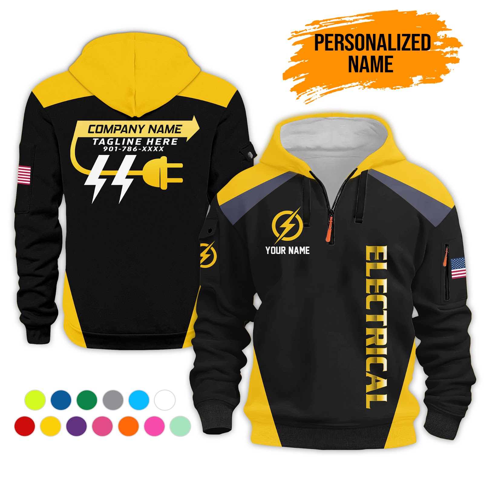 6015677-personalized-name-electrical-quarter-zip-hoodie-pc301-3.jpg Custom Electrical Quarter Zip Hoodie - photo 3