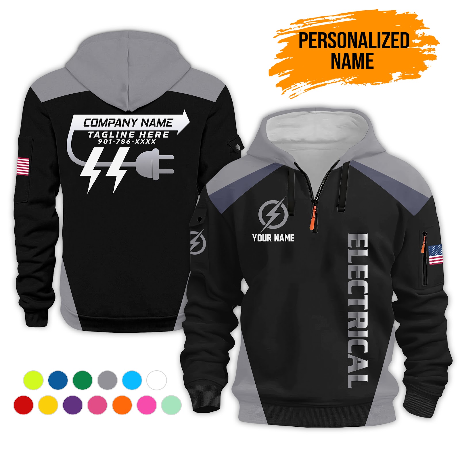 6015677-personalized-name-electrical-quarter-zip-hoodie-pc301-4.jpg Custom Electrical Quarter Zip Hoodie - photo 4