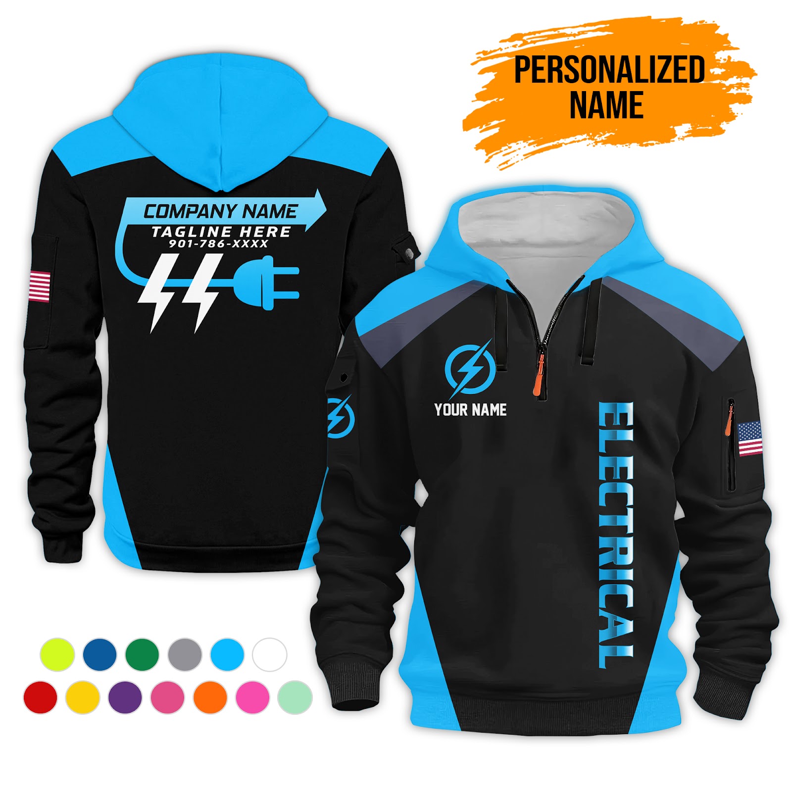 6015677-personalized-name-electrical-quarter-zip-hoodie-pc301-5.jpg Custom Electrical Quarter Zip Hoodie - photo 5