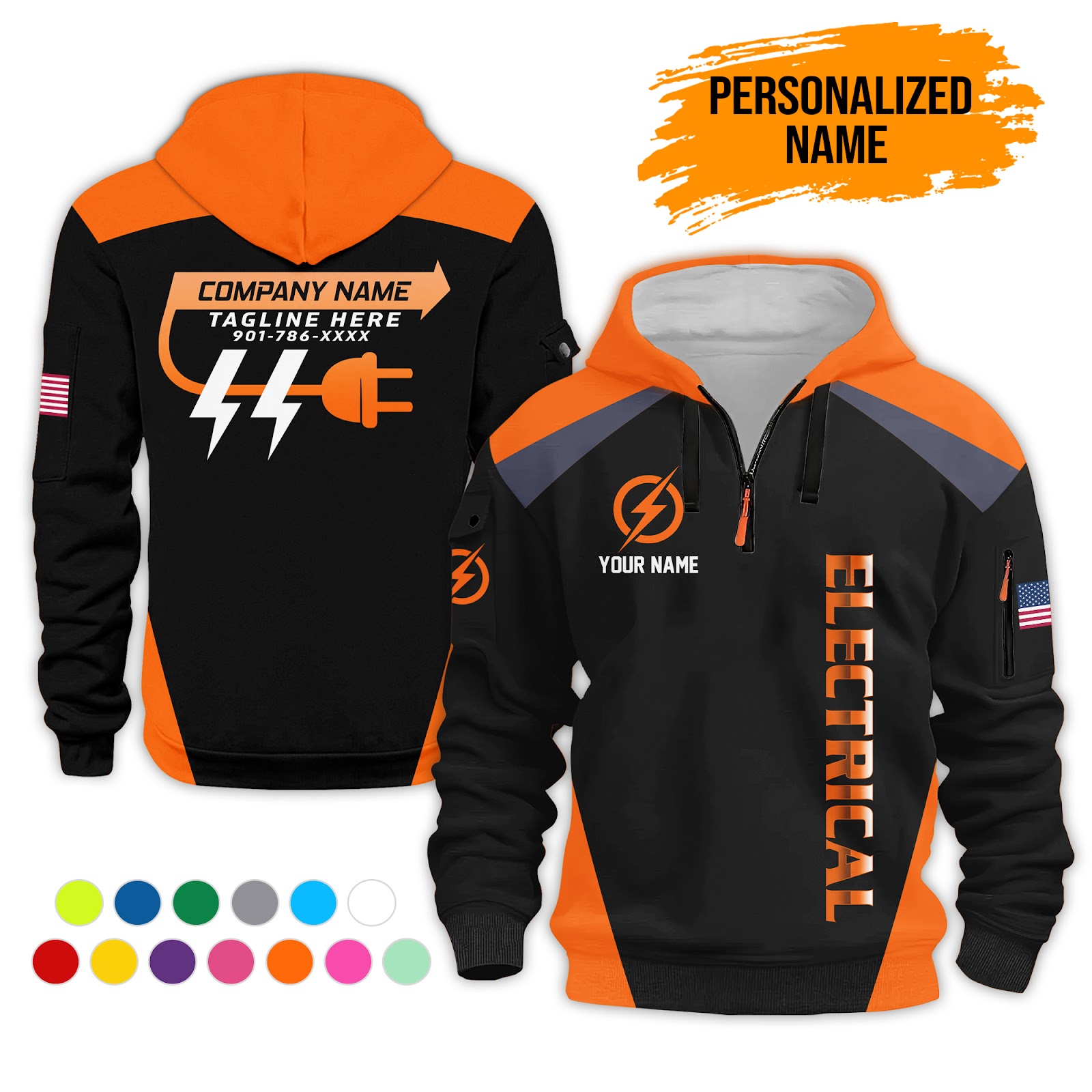 6015677-personalized-name-electrical-quarter-zip-hoodie-pc301-6.jpg Custom Electrical Quarter Zip Hoodie - photo 6