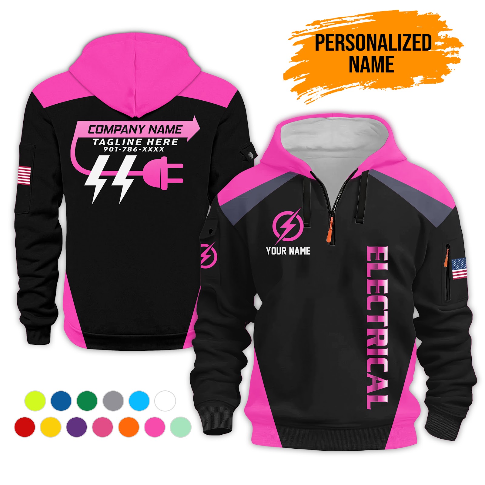 6015677-personalized-name-electrical-quarter-zip-hoodie-pc301-7.jpg Custom Electrical Quarter Zip Hoodie - photo 7