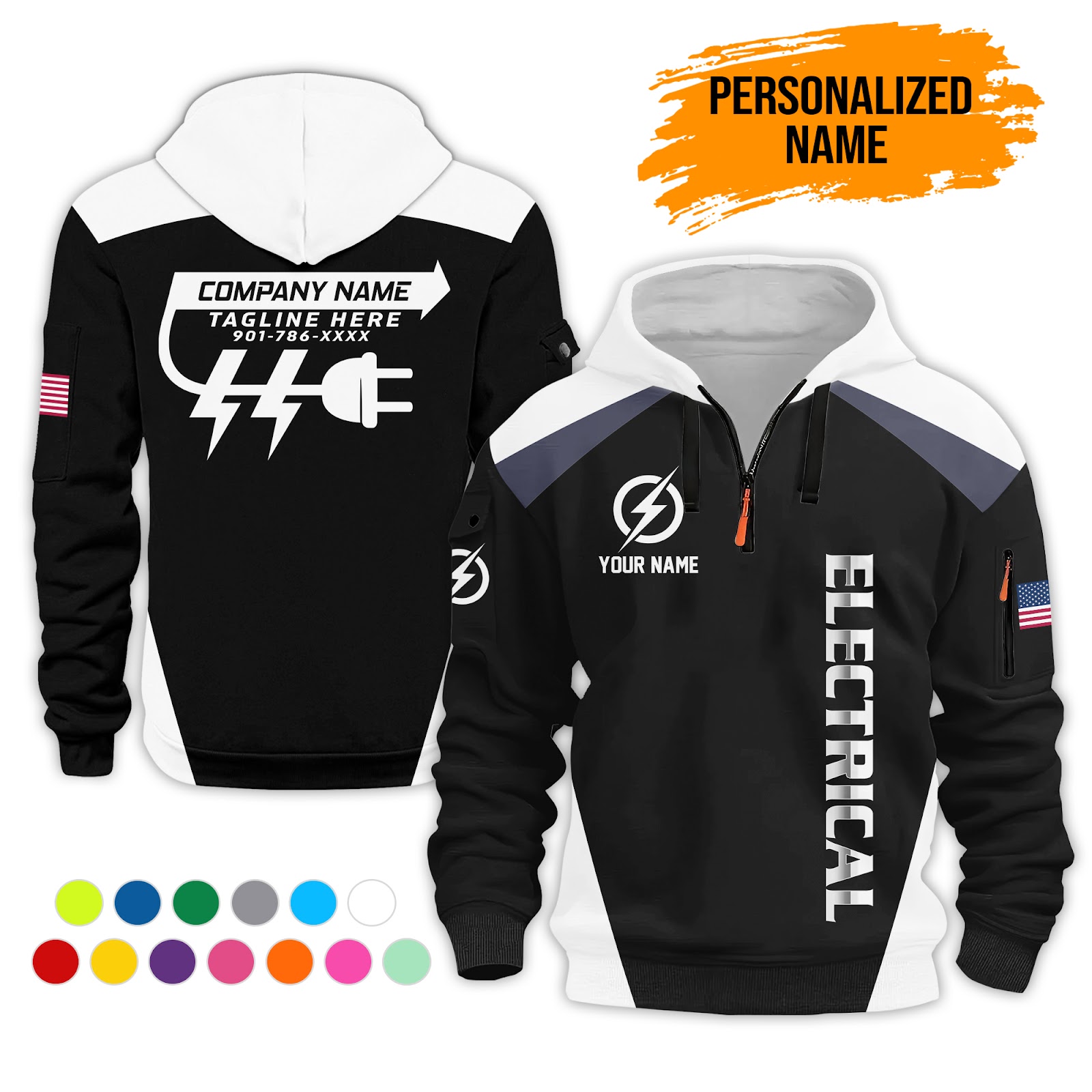 6015677-personalized-name-electrical-quarter-zip-hoodie-pc301-8.jpg Custom Electrical Quarter Zip Hoodie - photo 8