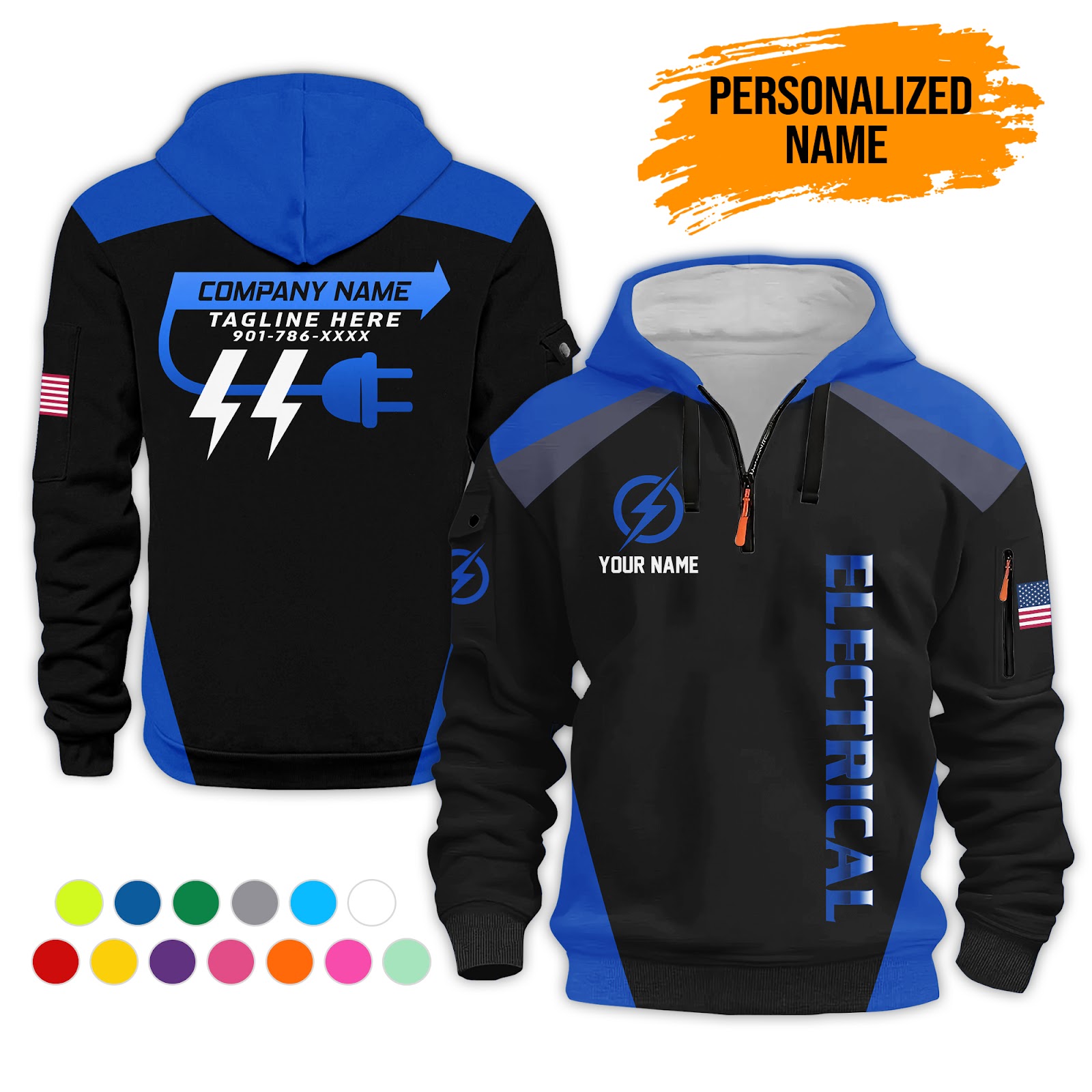 6015677-personalized-name-electrical-quarter-zip-hoodie-pc301-9.jpg Custom Electrical Quarter Zip Hoodie - photo 9