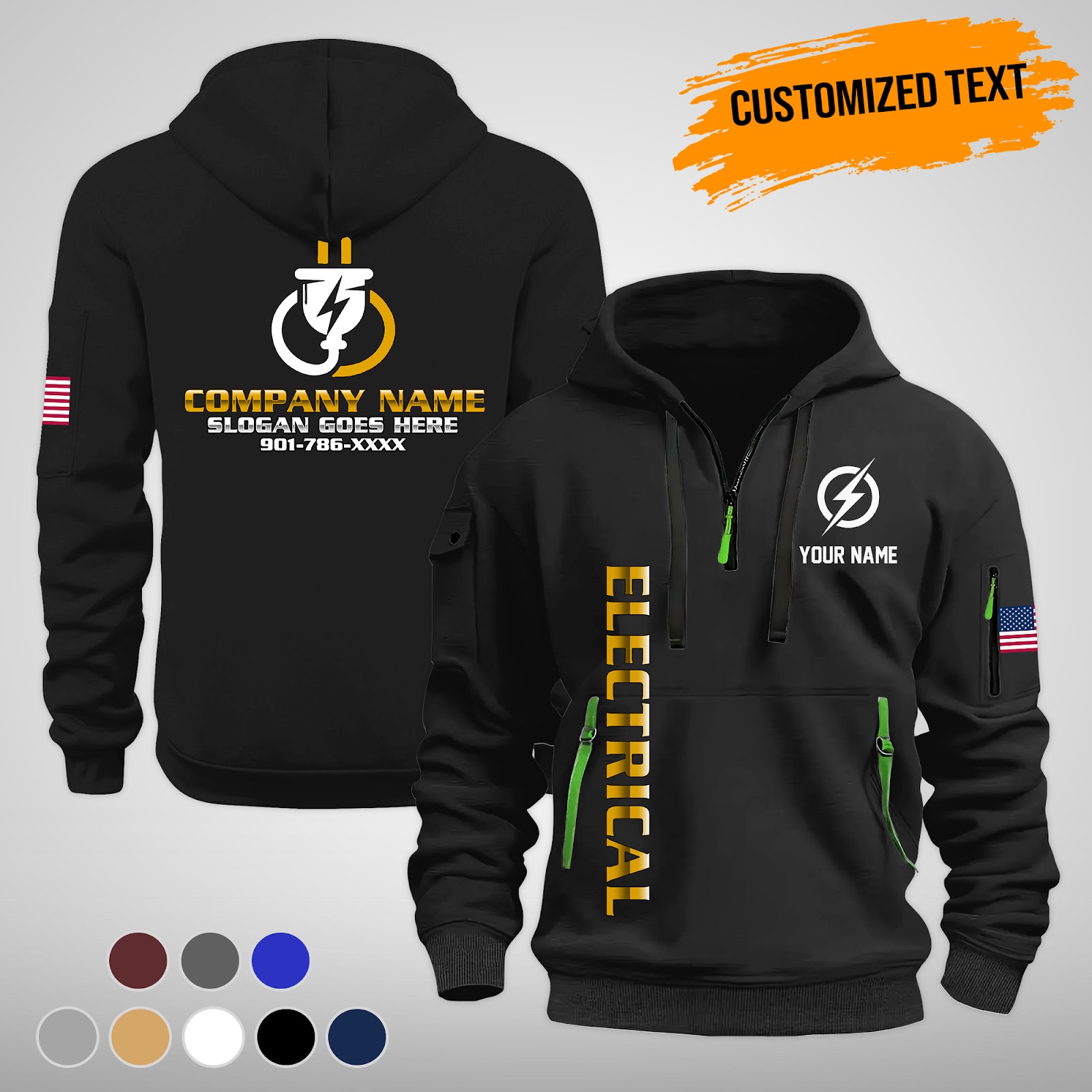 Custom Electrical Quarter Zip Hoodie - photo 2