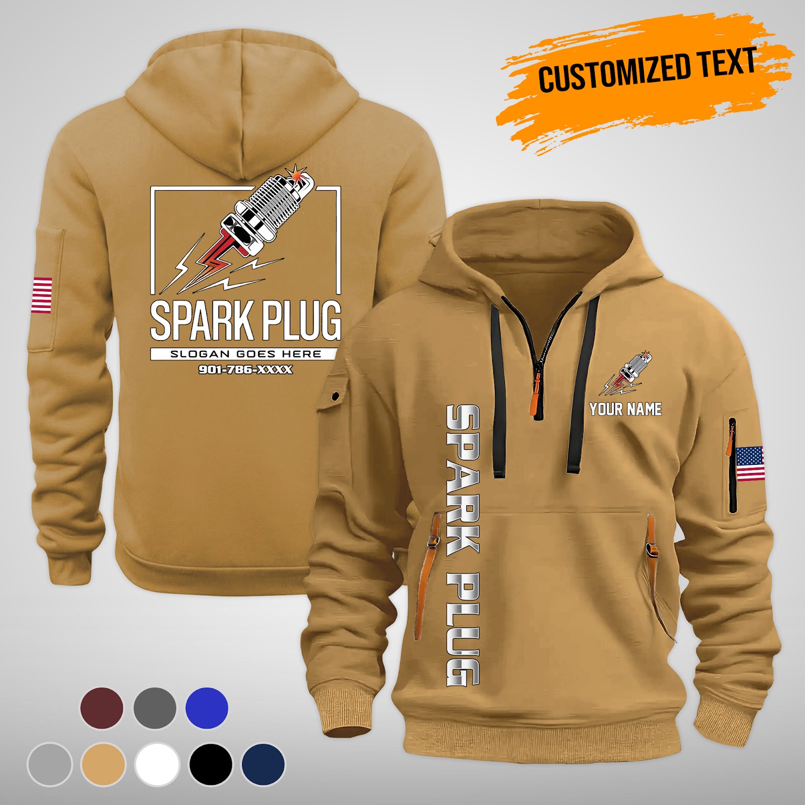 6016307-sparkforge-premium-quarter-zip-hoodie-for-mechanics-gearheads-am794-3.jpg SPARKFORGE™ – Premium Quarter Zip Hoodie for - photo 3