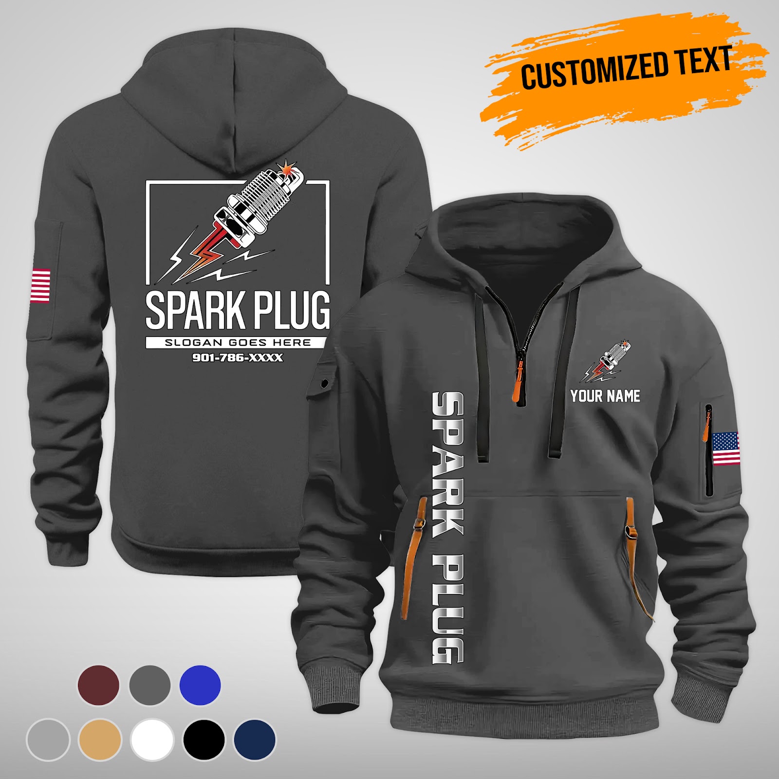 6016307-sparkforge-premium-quarter-zip-hoodie-for-mechanics-gearheads-am794-4.jpg SPARKFORGE™ – Premium Quarter Zip Hoodie for - photo 4