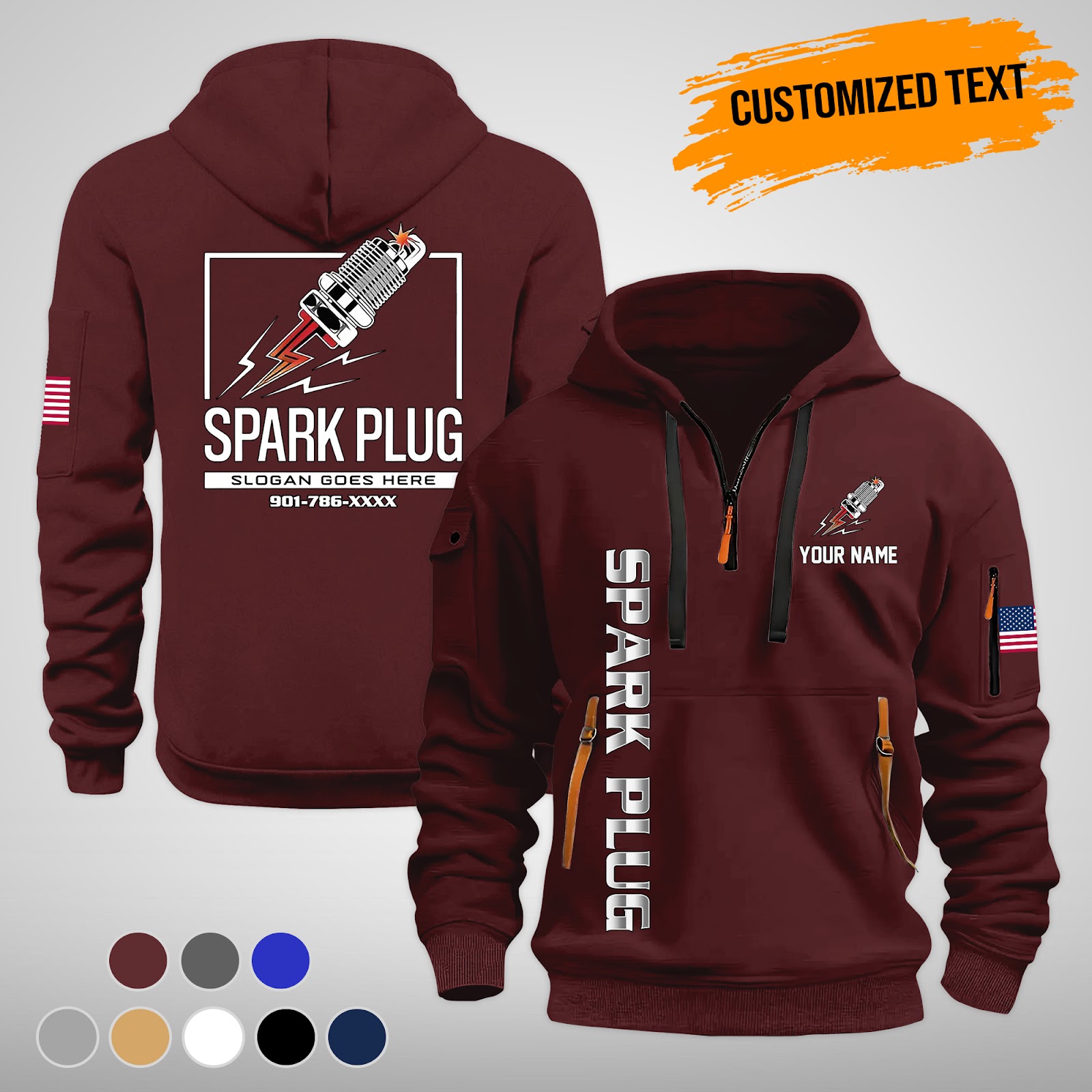 6016307-sparkforge-premium-quarter-zip-hoodie-for-mechanics-gearheads-am794-7.jpg SPARKFORGE™ – Premium Quarter Zip Hoodie for - photo 7