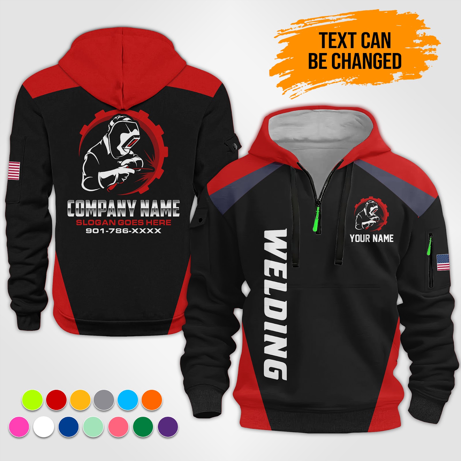 Custom Welding 3D Printed Quarter Zip Hoodie - photo 15