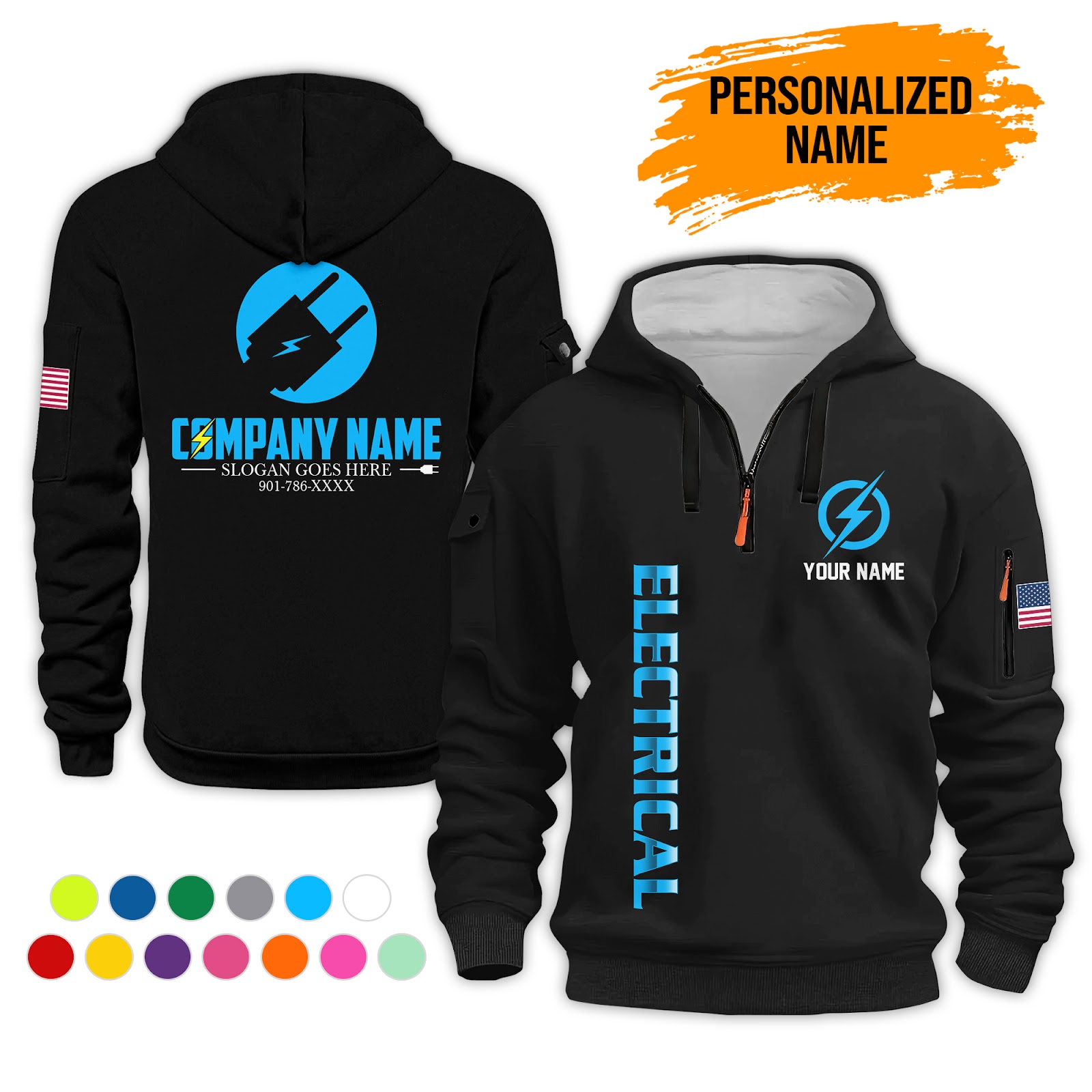 Custom Electrical Quarter Zip Hoodie - photo 5