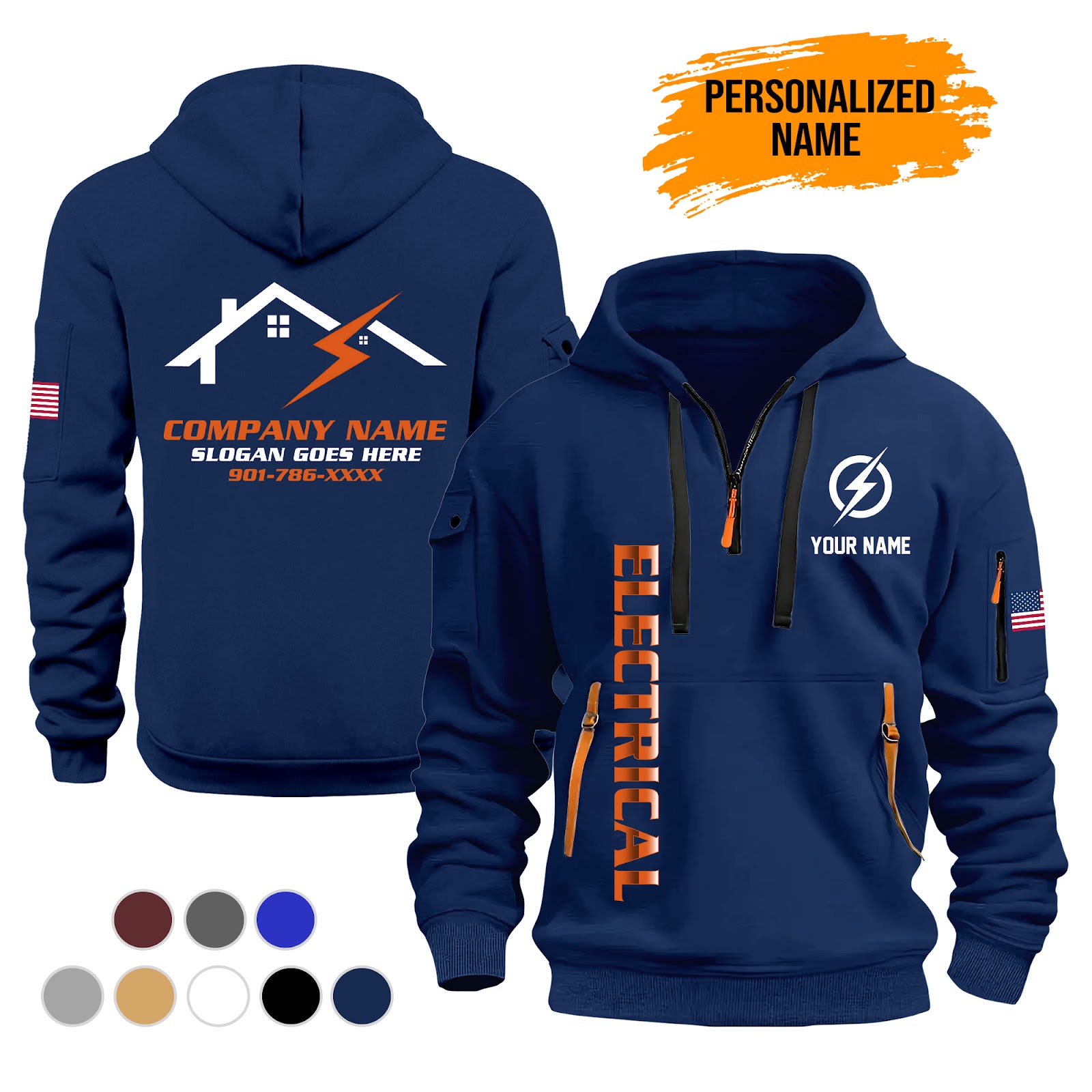 Custom Electrical Quarter Zip Hoodie