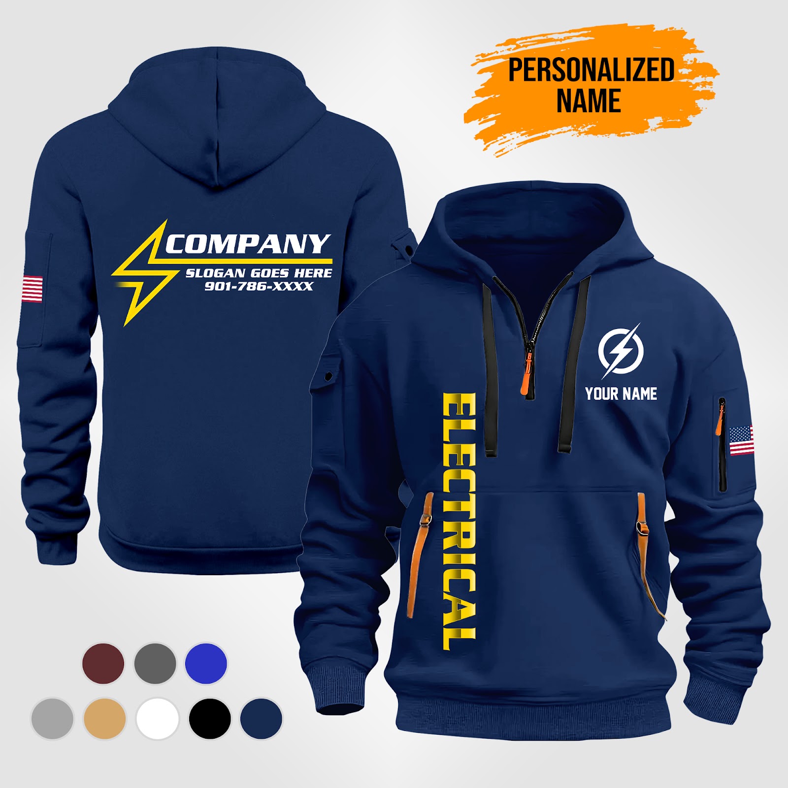 Custom Electrical Quarter Zip Hoodie