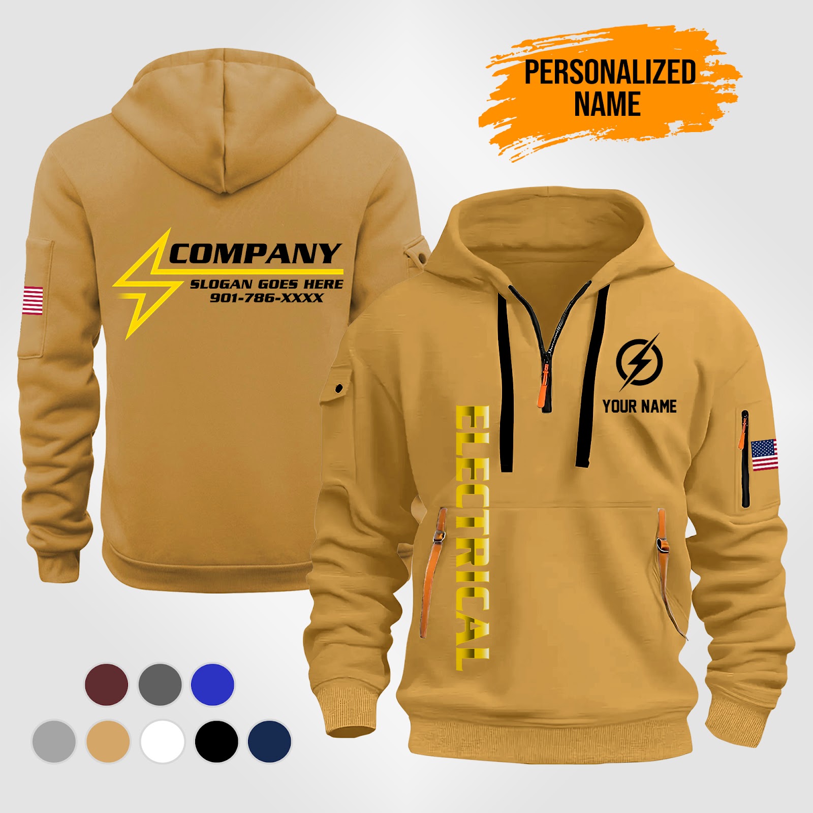 6017541-personalized-name-electrical-quarter-zip-hoodie-zm340-3.jpg Custom Electrical Quarter Zip Hoodie - photo 3