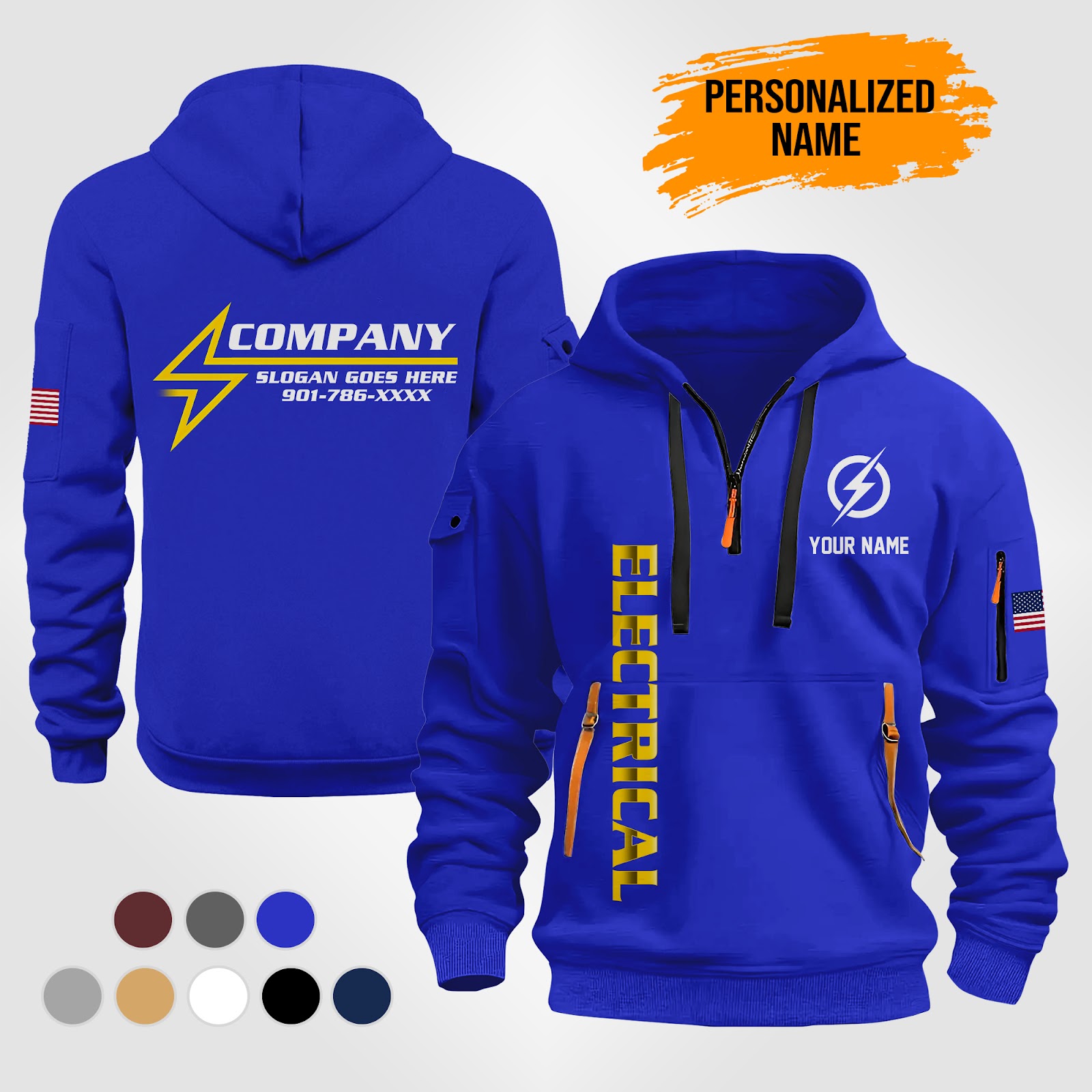 6017541-personalized-name-electrical-quarter-zip-hoodie-zm340-5.jpg Custom Electrical Quarter Zip Hoodie - photo 5
