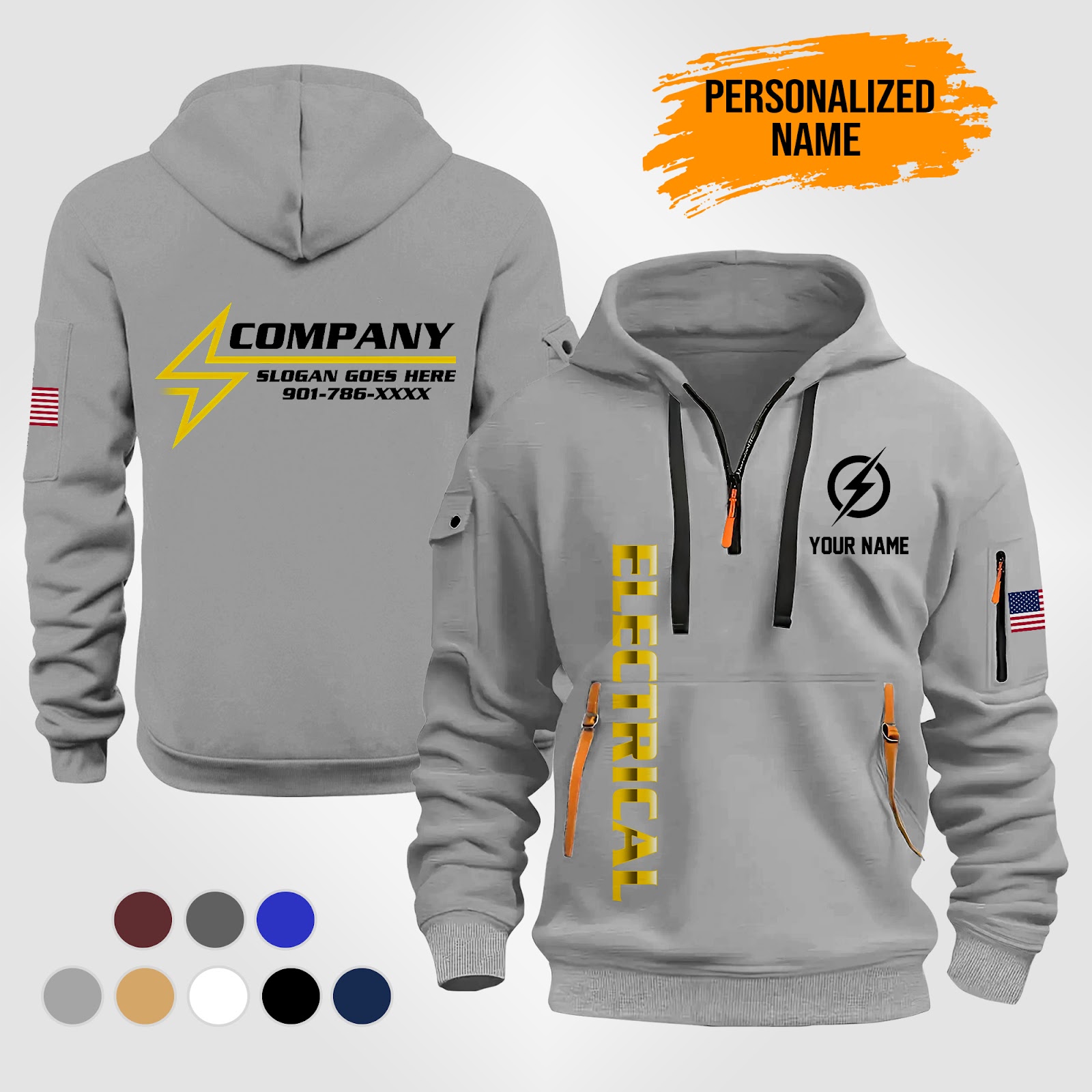 6017541-personalized-name-electrical-quarter-zip-hoodie-zm340-6.jpg Custom Electrical Quarter Zip Hoodie - photo 6