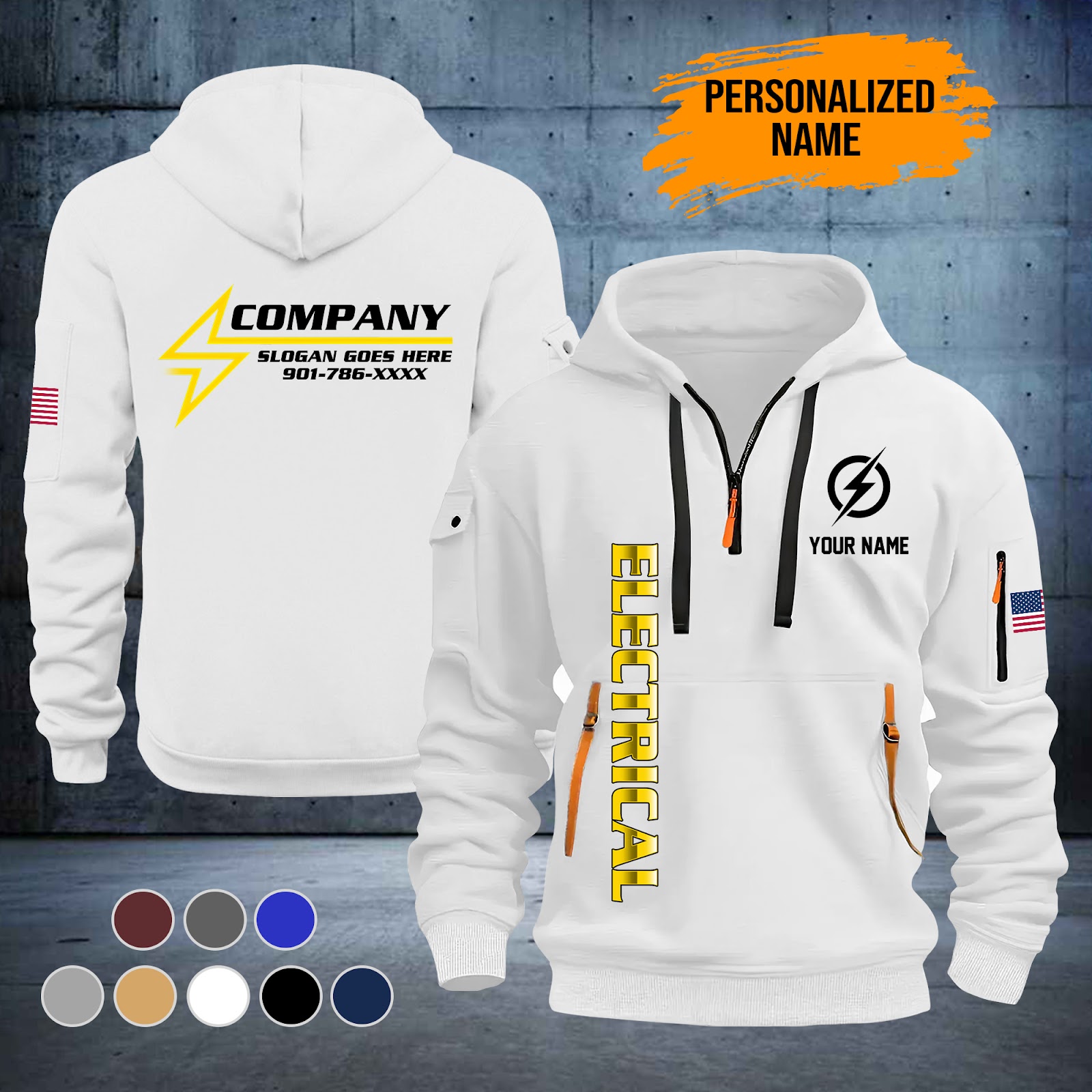 6017541-personalized-name-electrical-quarter-zip-hoodie-zm340-8.jpg Custom Electrical Quarter Zip Hoodie - photo 8