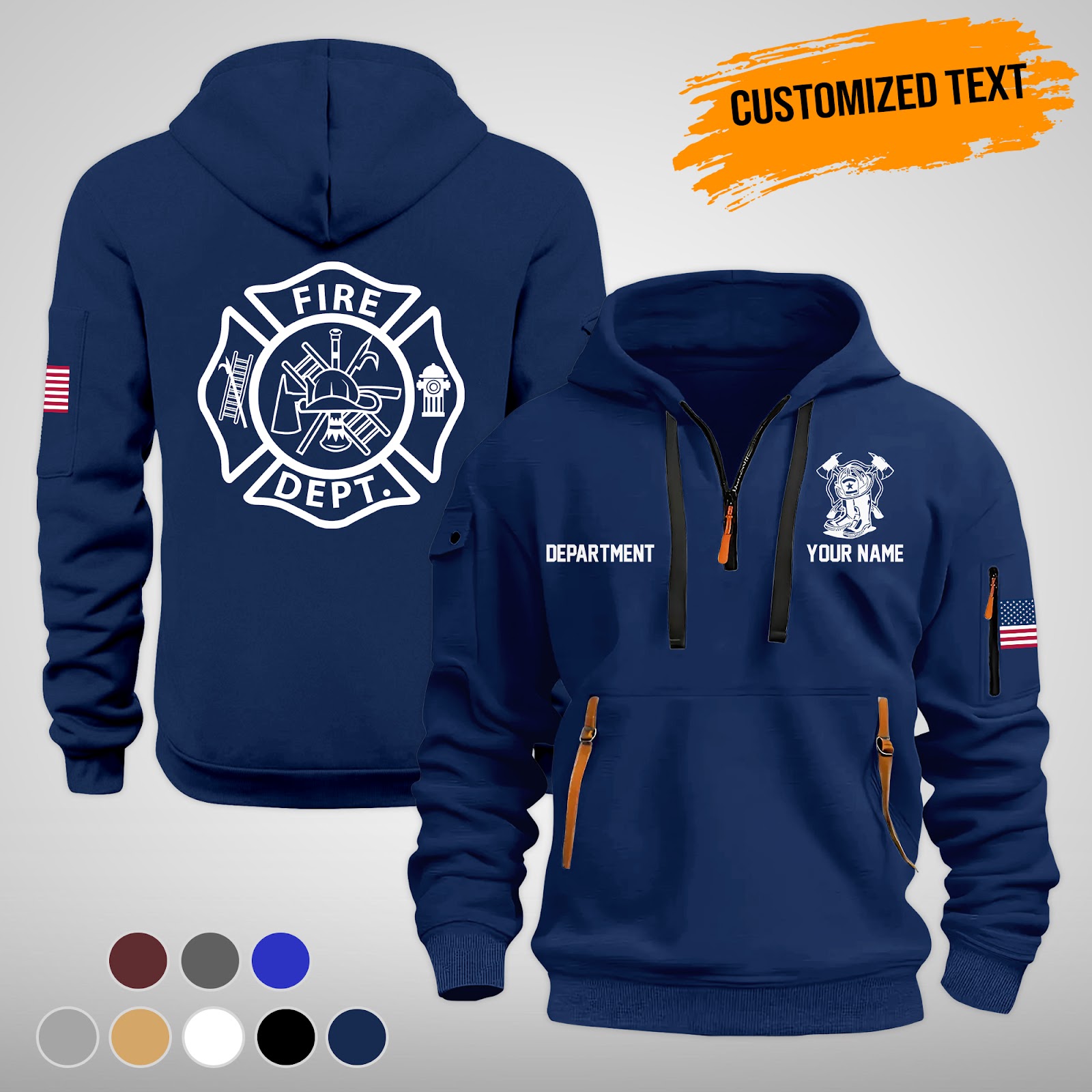 Custom Love Firefighter Quarter Zip Hoodie