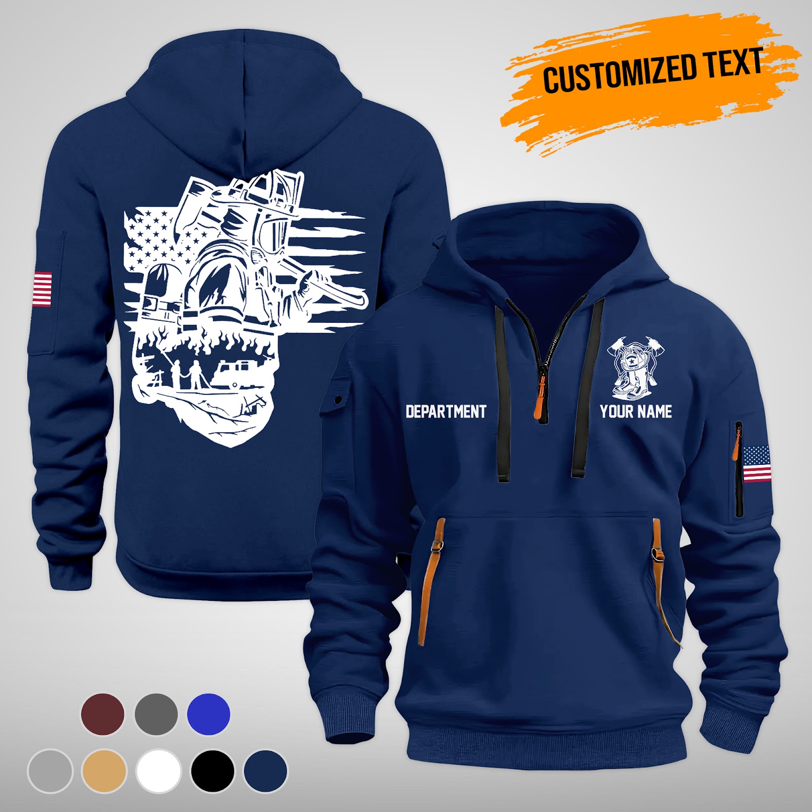 Custom Love Firefighter Quarter Zip Hoodie