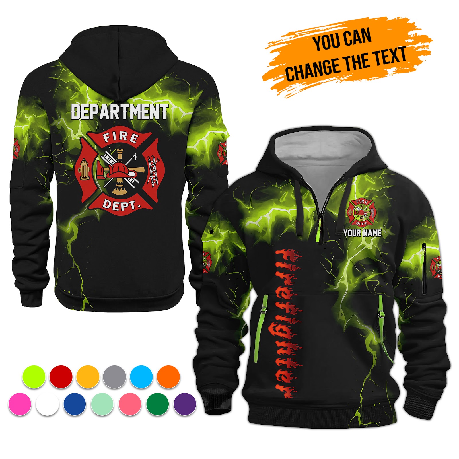 Custom Love Firefighter Quarter Zip Hoodie