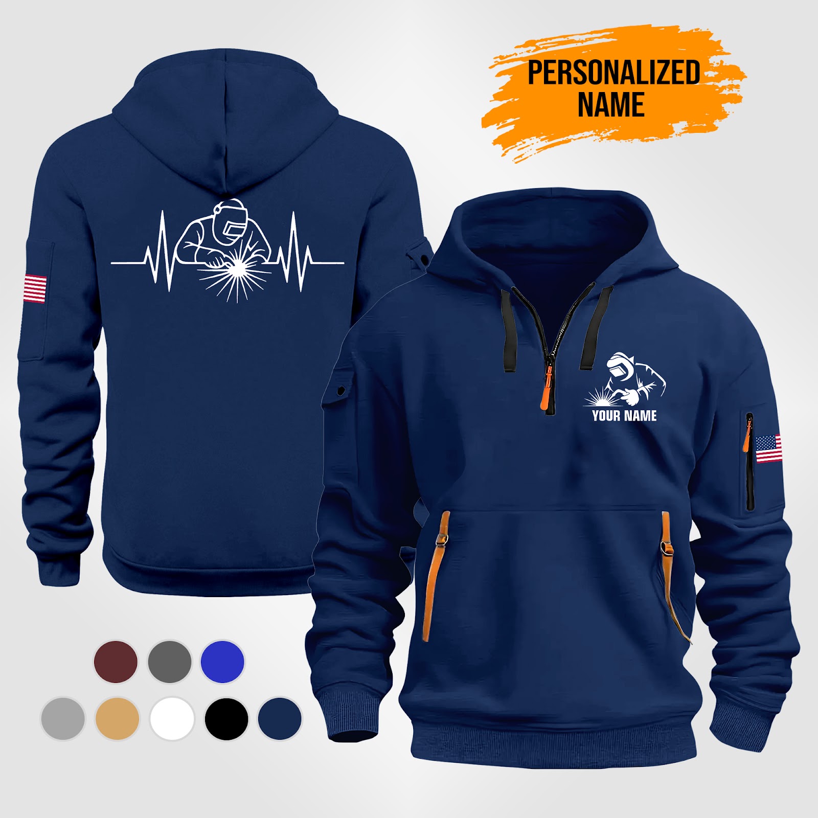 Custom Welding Printed Quarter Zip Hoodie