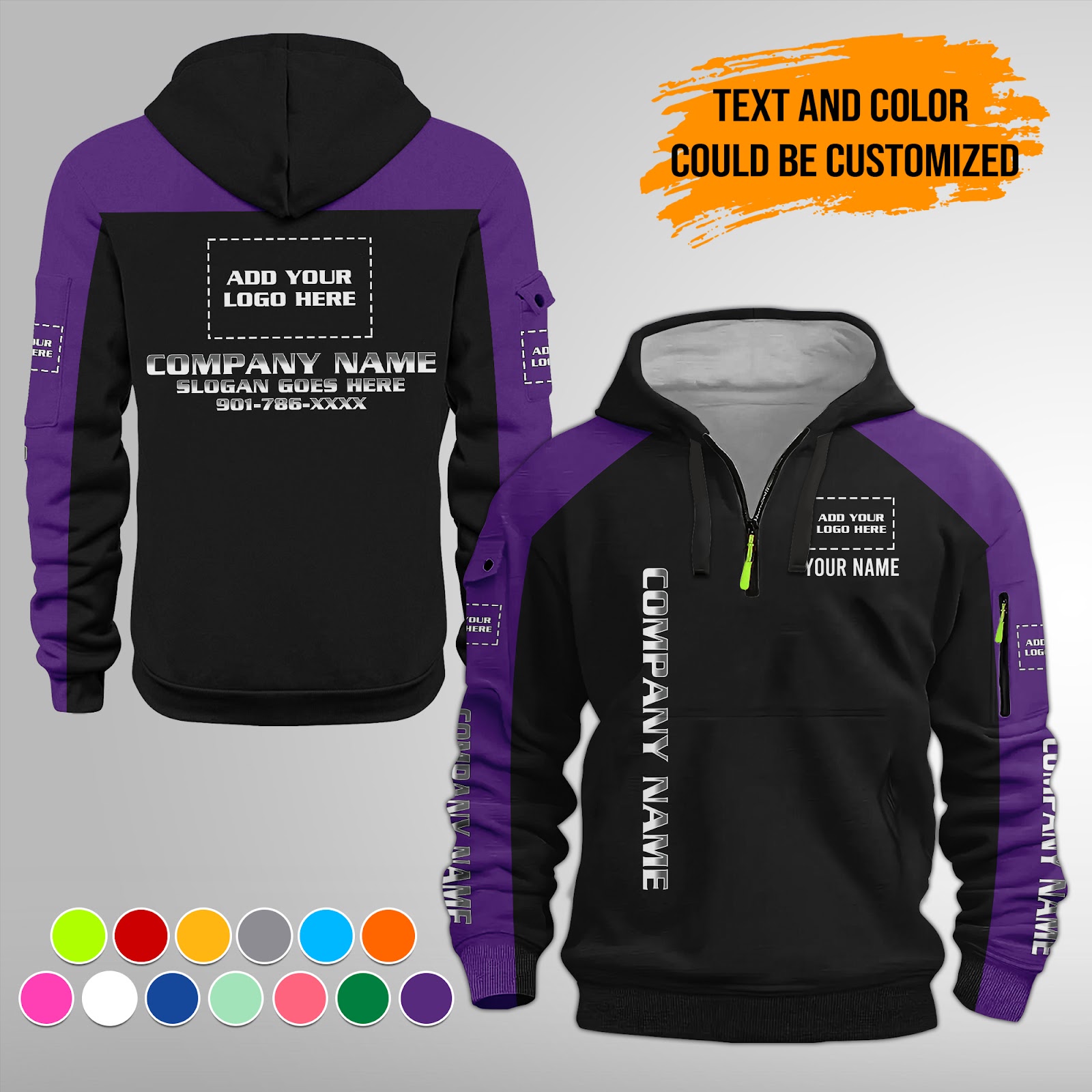 6022439-personalized-name-and-color-uniform-quater-zipper-hoodie-am811-13.jpg Custom Uniform Quater Zipper Hoodie - photo 26