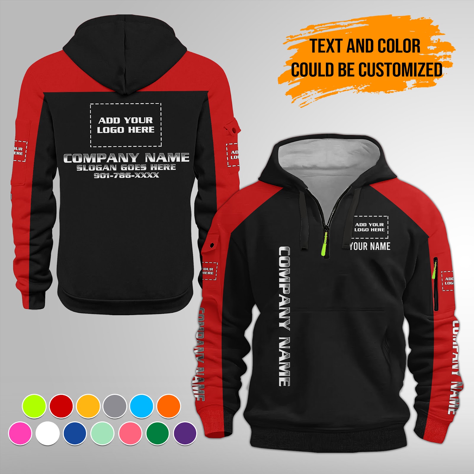 6022439-personalized-name-and-color-uniform-quater-zipper-hoodie-am811-2.jpg Custom Uniform Quater Zipper Hoodie - photo 15
