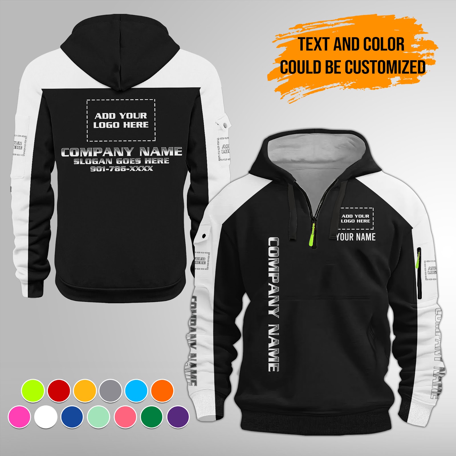 6022439-personalized-name-and-color-uniform-quater-zipper-hoodie-am811-8.jpg Custom Uniform Quater Zipper Hoodie - photo 21
