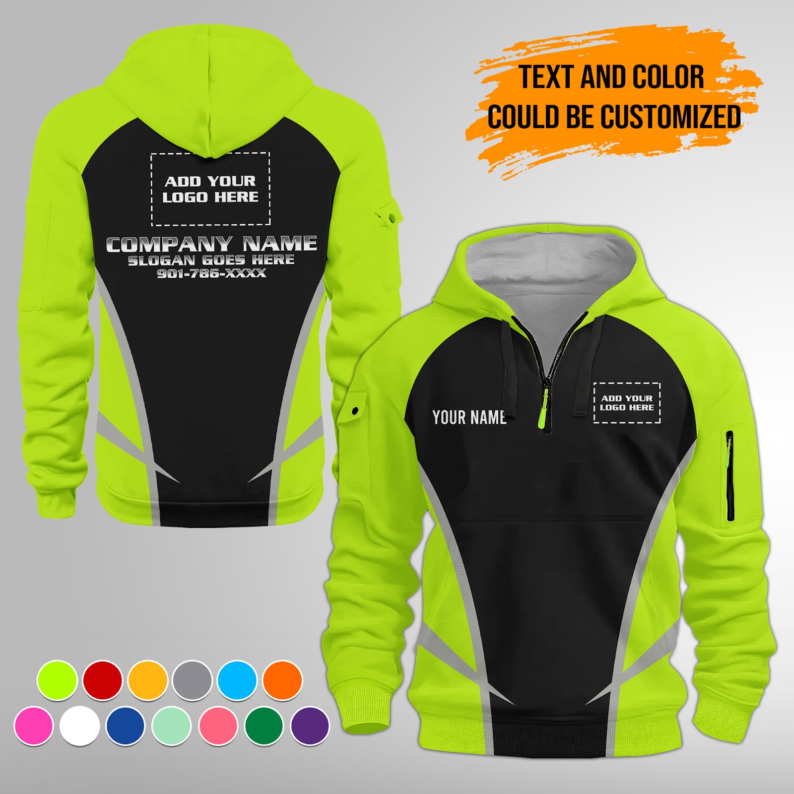 Custom Uniform Quater Zipper Hoodie