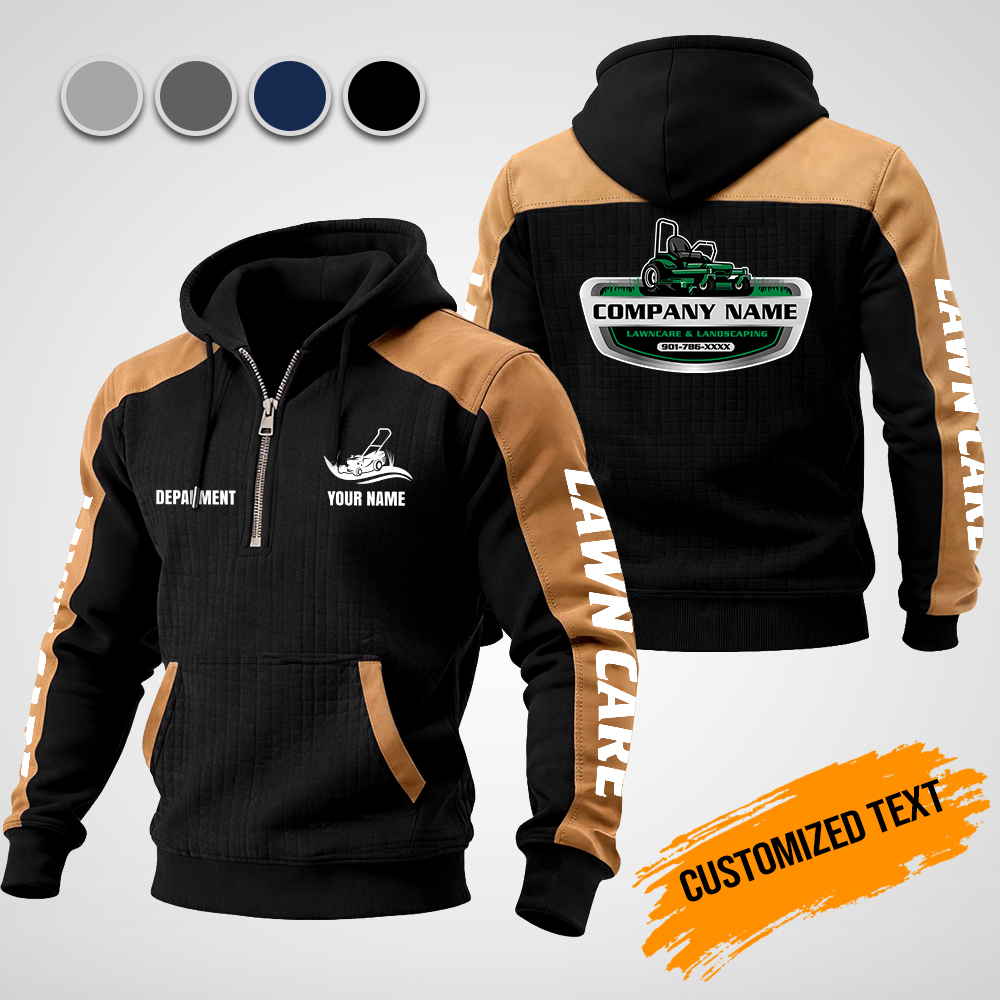 Custom Lawn Care Checkered Zipper Hoodie - photo 2
