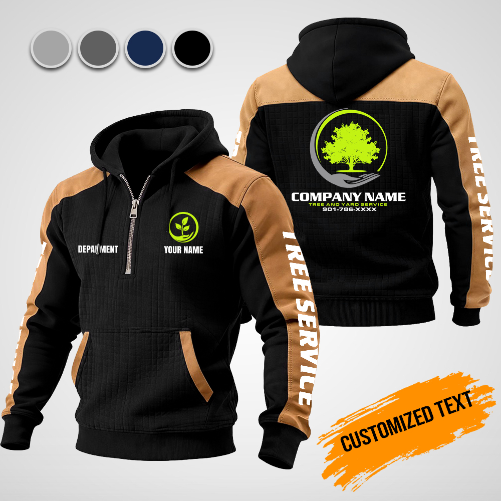 Custom Tree Service Checkered Zipper Hoodie - photo 2
