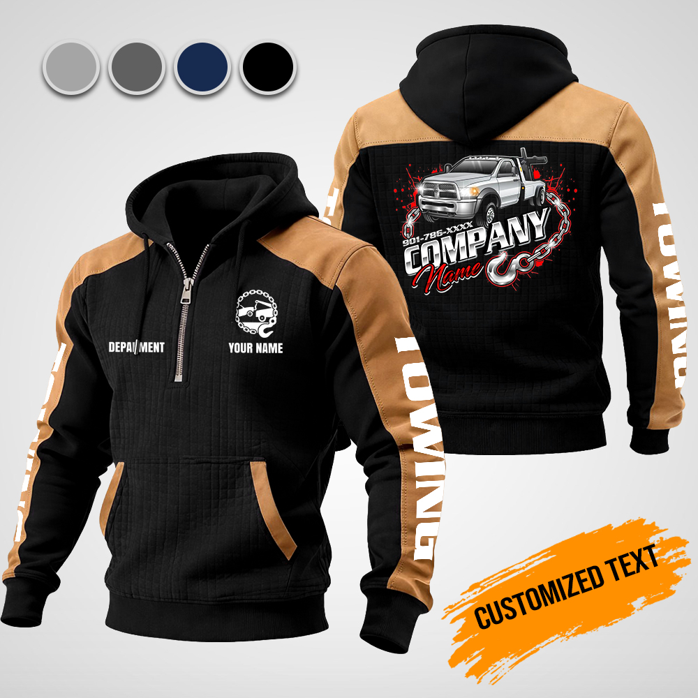 Custom Towing Truck Checkered Zipper Hoodie - photo 2