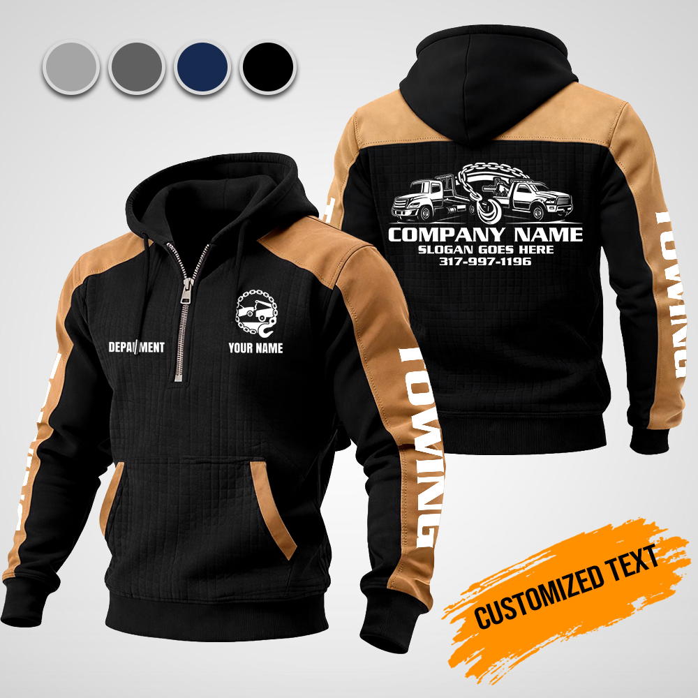 Custom Towing Truck Checkered Zipper Hoodie - photo 2