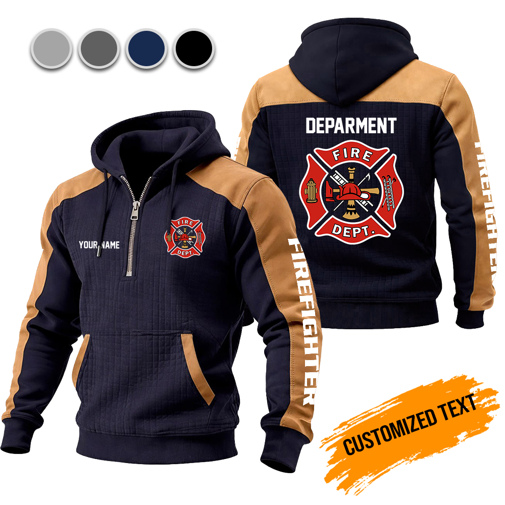 Custom Love Firefighter Checkered Zipper Hoodie