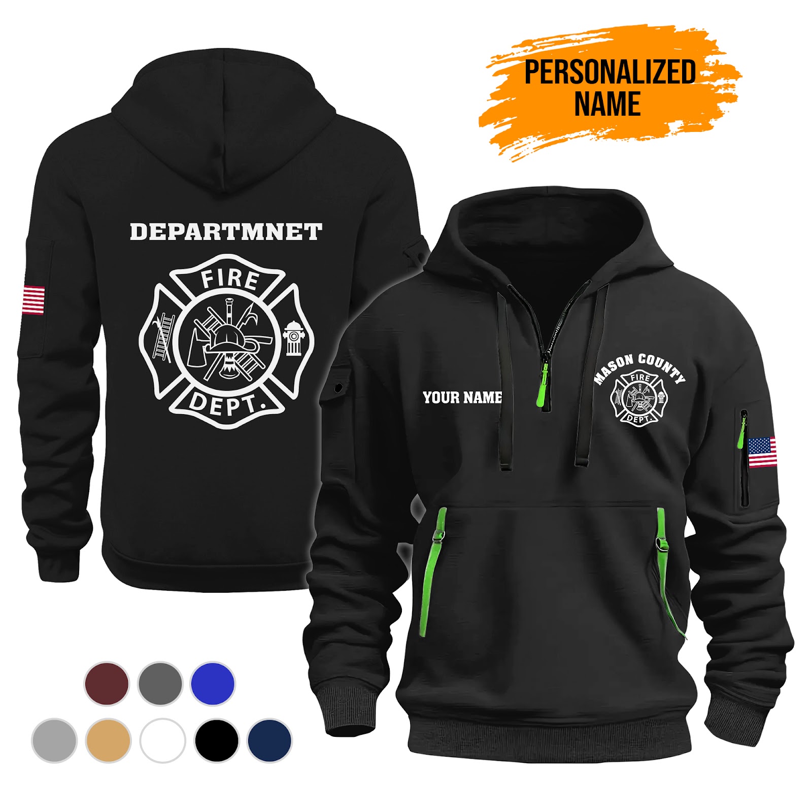6026496-personalized-name-love-firefighter-3d-printed-quarter-zip-hoodie-ct985-2.jpg Custom Love Firefighter 3D Printed Quarter Zip - photo 2