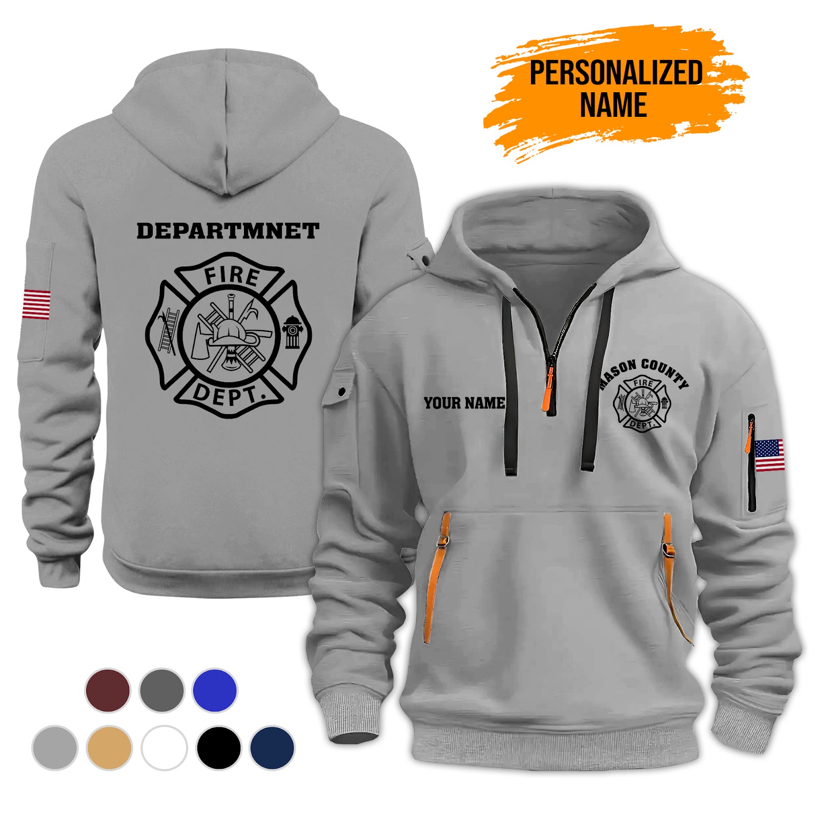6026496-personalized-name-love-firefighter-3d-printed-quarter-zip-hoodie-ct985-4.jpg Custom Love Firefighter 3D Printed Quarter Zip - photo 4