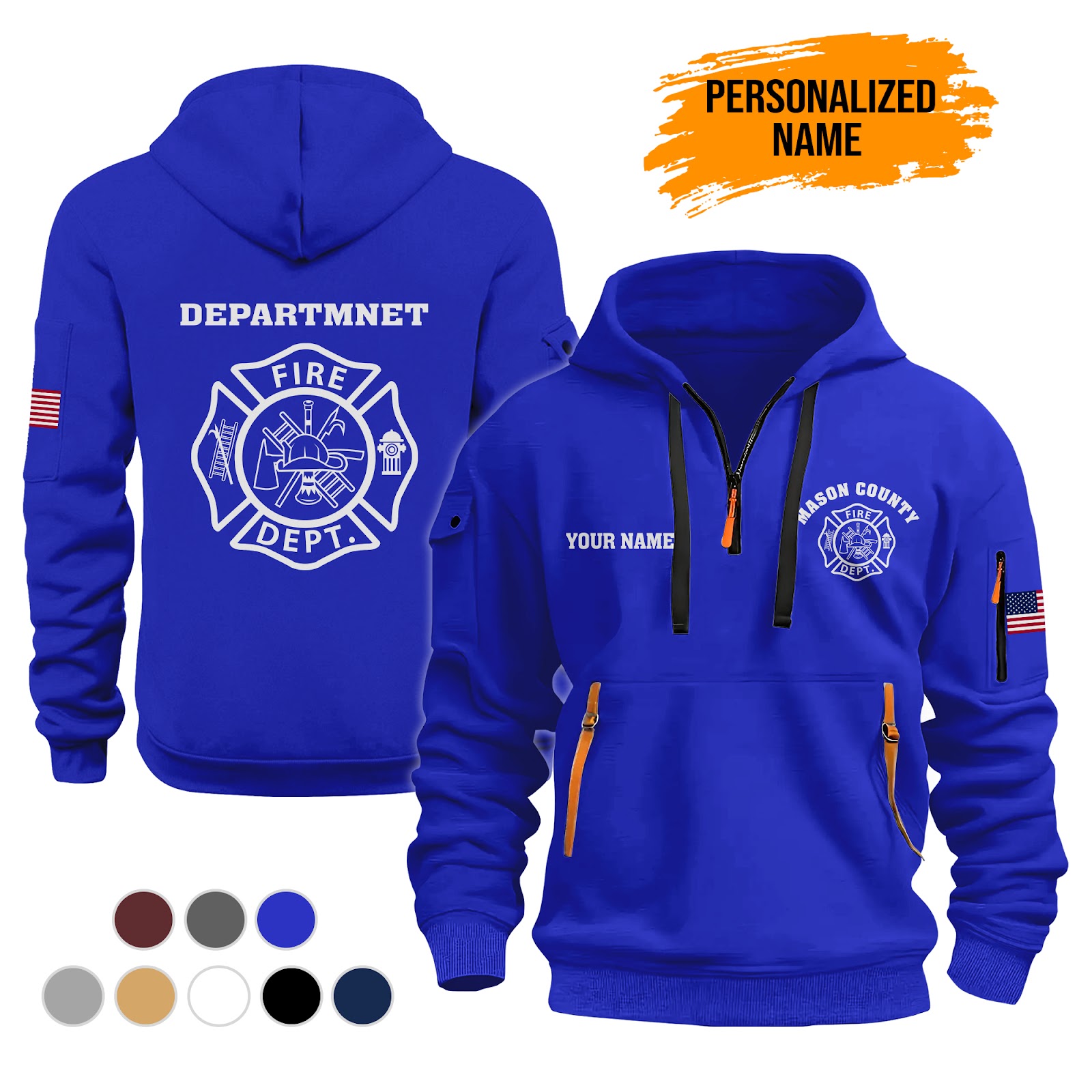6026496-personalized-name-love-firefighter-3d-printed-quarter-zip-hoodie-ct985-5.jpg Custom Love Firefighter 3D Printed Quarter Zip - photo 5