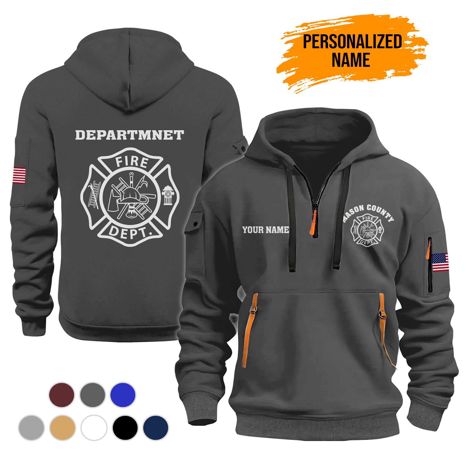 6026496-personalized-name-love-firefighter-3d-printed-quarter-zip-hoodie-ct985-6.jpg Custom Love Firefighter 3D Printed Quarter Zip - photo 6