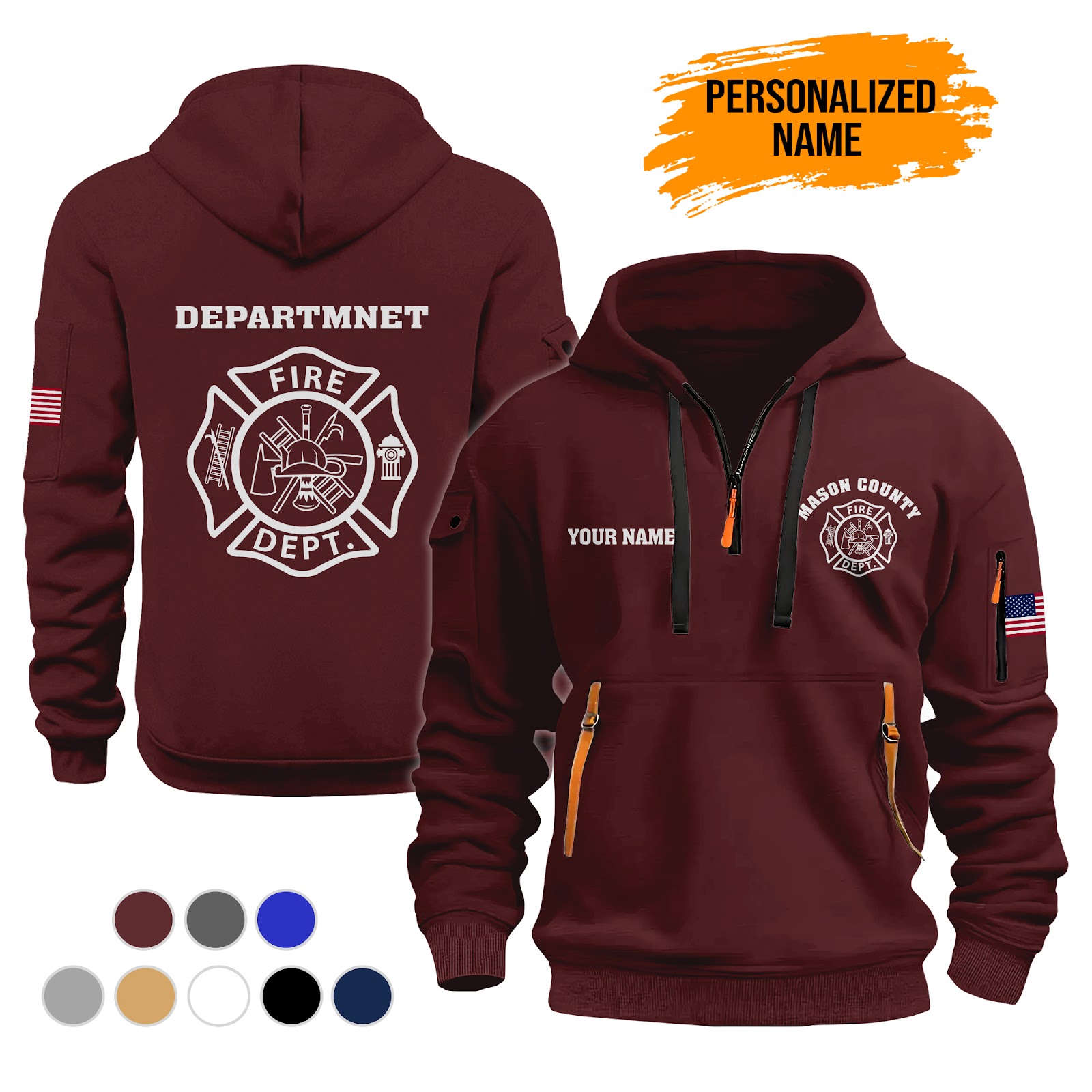 6026496-personalized-name-love-firefighter-3d-printed-quarter-zip-hoodie-ct985-7.jpg Custom Love Firefighter 3D Printed Quarter Zip - photo 7