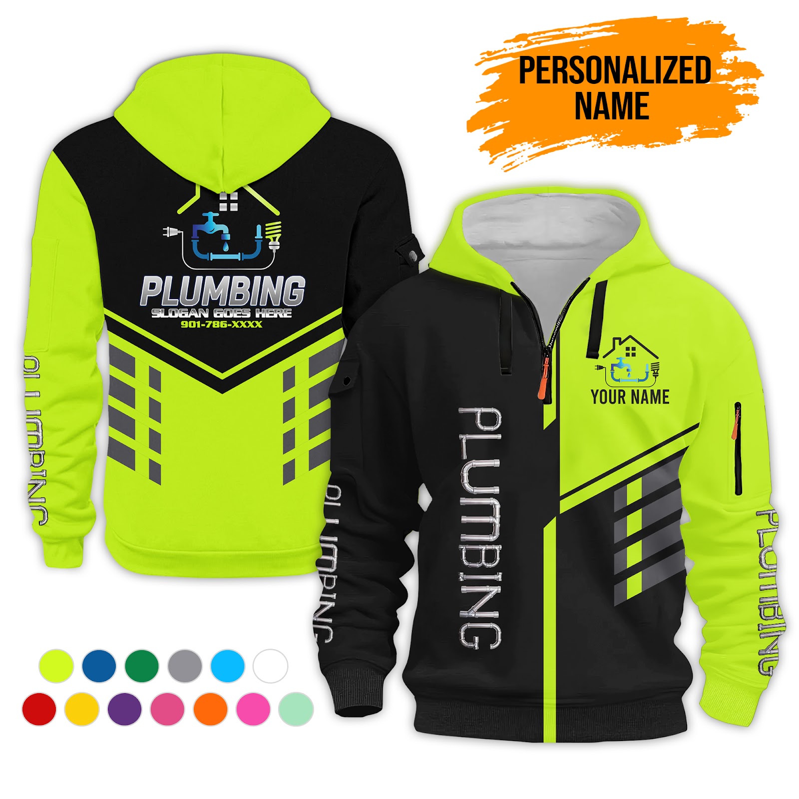 Custom Plumbing 3D Quarter Zip Hoodie