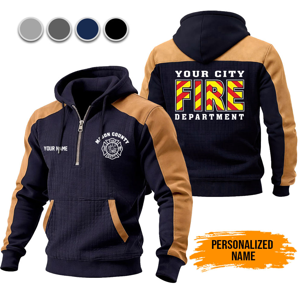 Custom Love Firefighter Checkered Zipper Hoodie