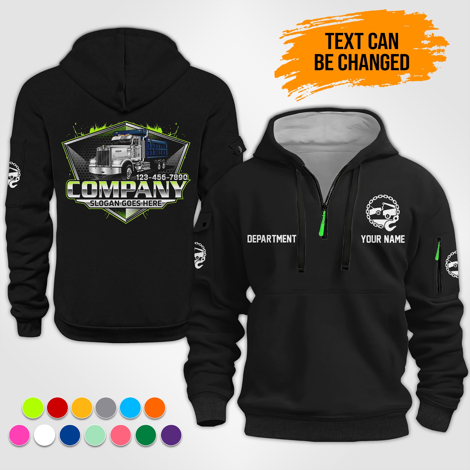 Custom Tow Truck 2D Quarter Zip Hoodie
