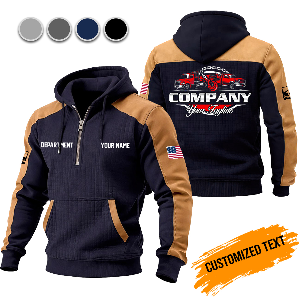 Custom Towing Truck Checkered Zipper Hoodie