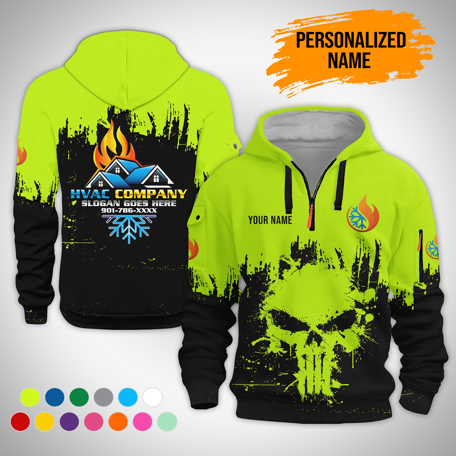 Custom HVAC 3D Quarter Zip Hoodie