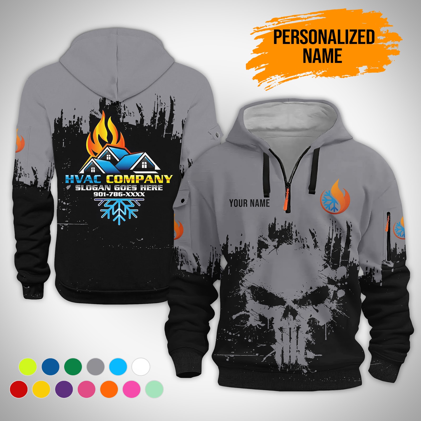 5620576-personalized-name-hvac-3d-quarter-zip-hoodie-ct390-4.jpg Custom HVAC 3D Quarter Zip Hoodie - photo 4