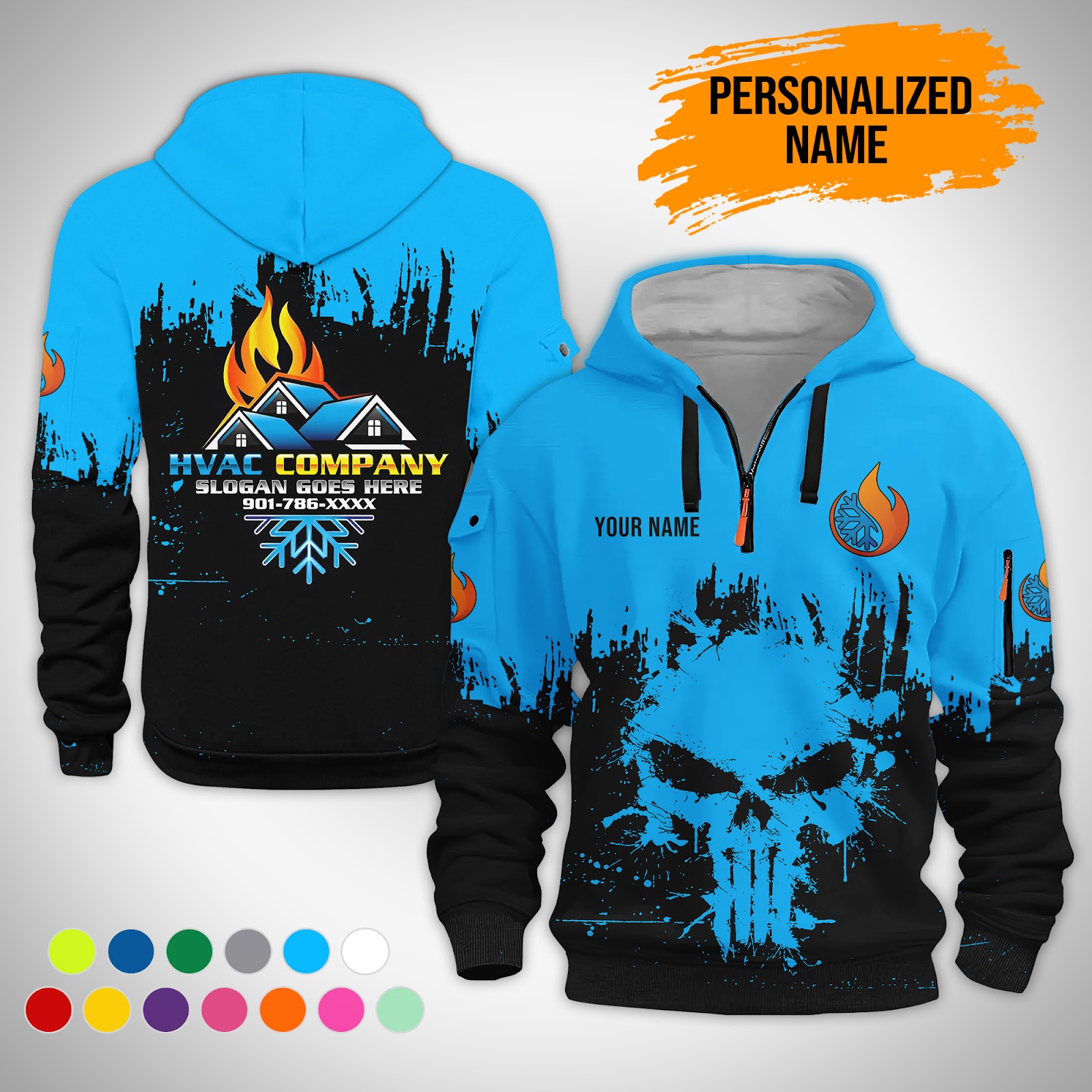 5620576-personalized-name-hvac-3d-quarter-zip-hoodie-ct390-5.jpg Custom HVAC 3D Quarter Zip Hoodie - photo 5