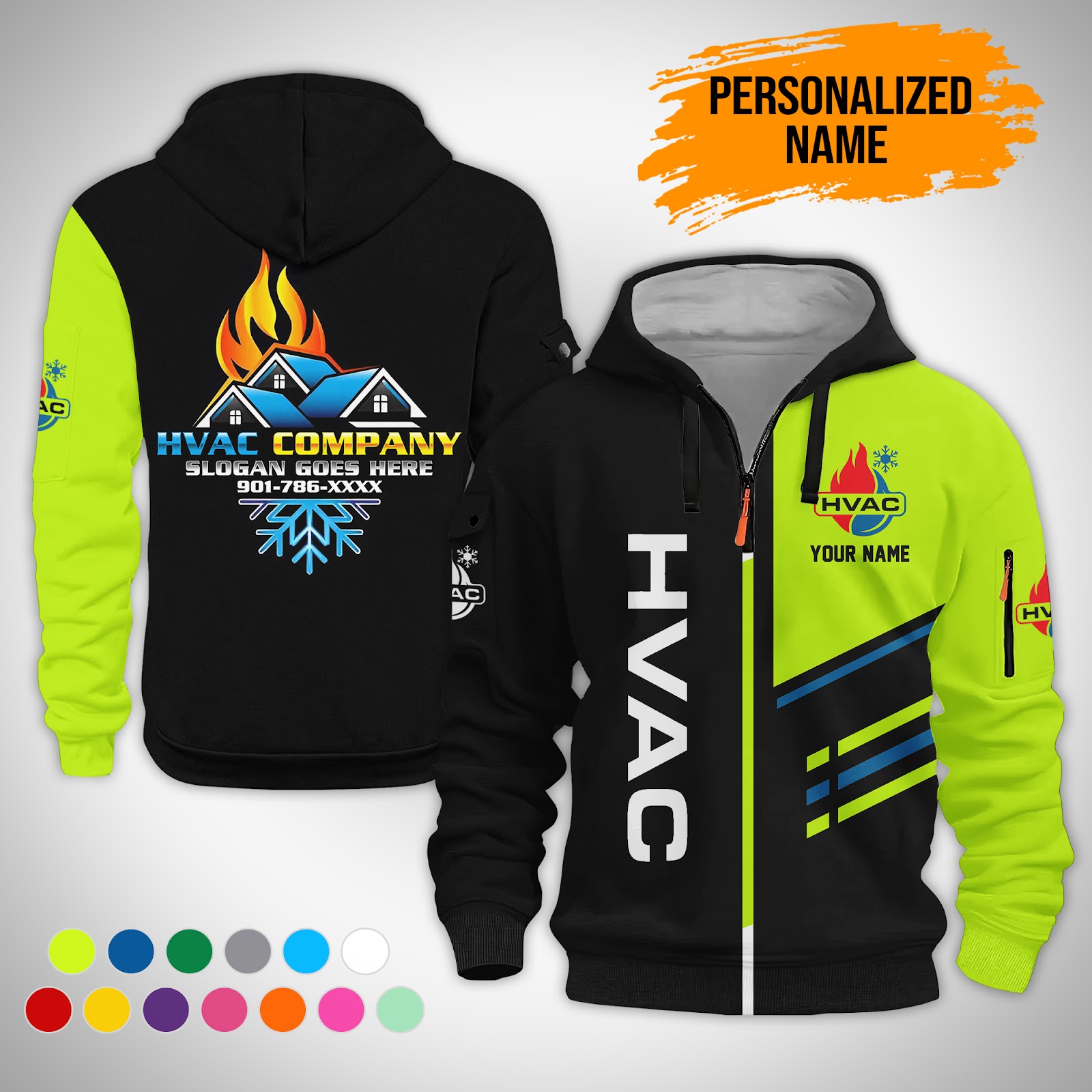 Custom HVAC 3D Quarter Zip Hoodie