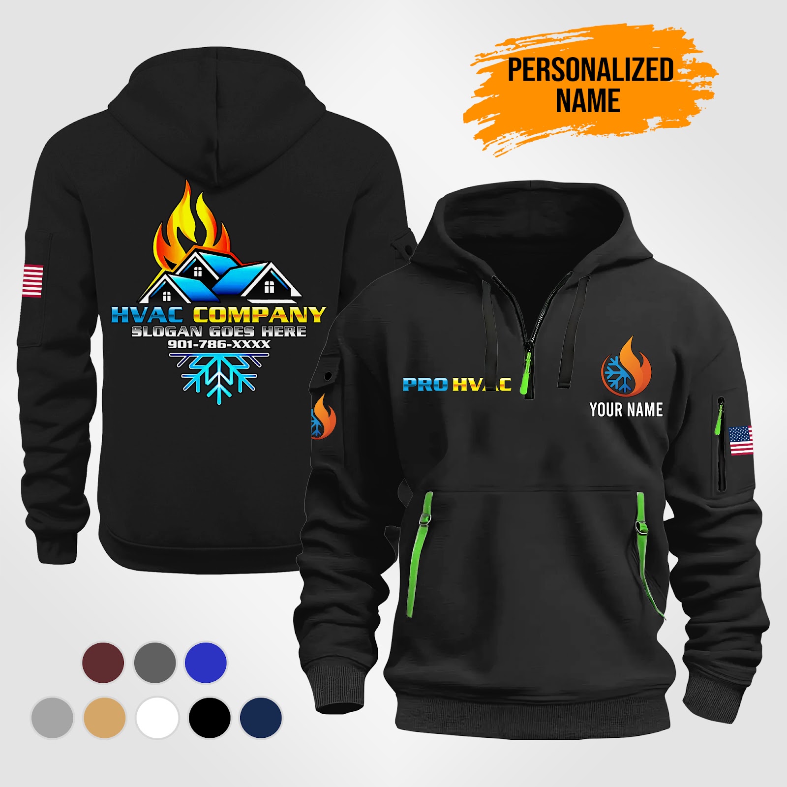 Custom HVAC Quarter Zip Hoodie - photo 2
