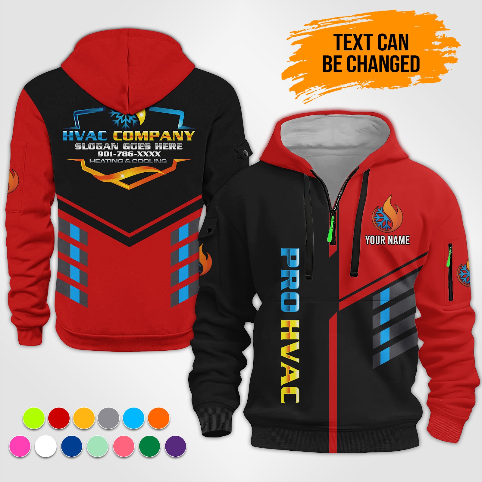 Custom HVAC 3D Quarter Zip Hoodie - photo 2